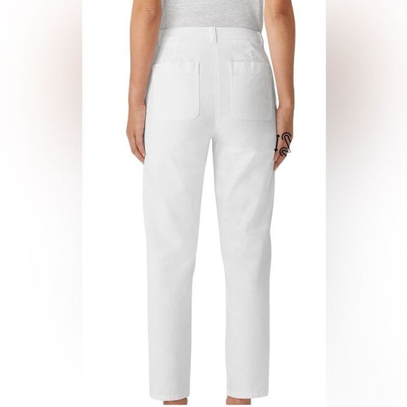 Eileen Fisher White High Rise Cropped Pants Tapered Hemp Cotton New Size 10P - Picture 2 of 14
